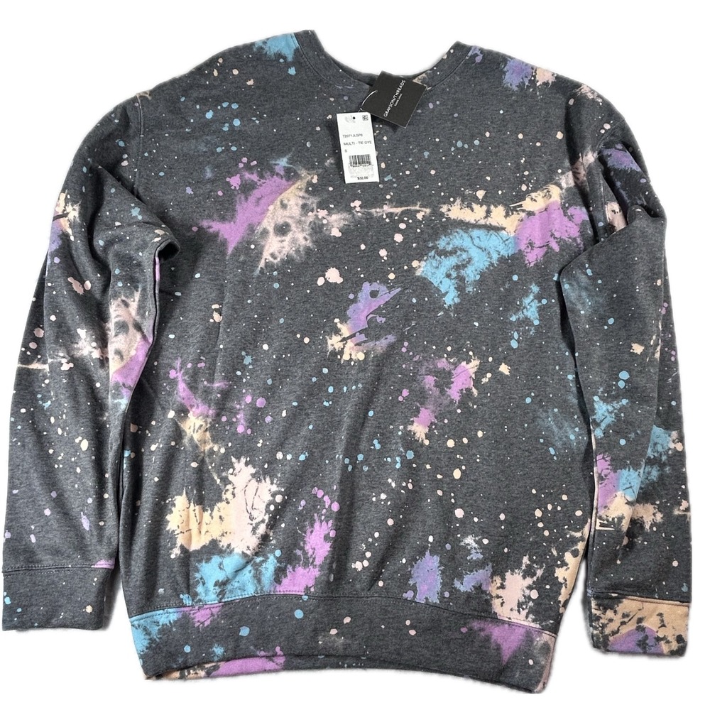 Grayson Threads Womens Tie Dye Splatter Sweatshirt Gray Multi XS T2071JLSP6 NEW